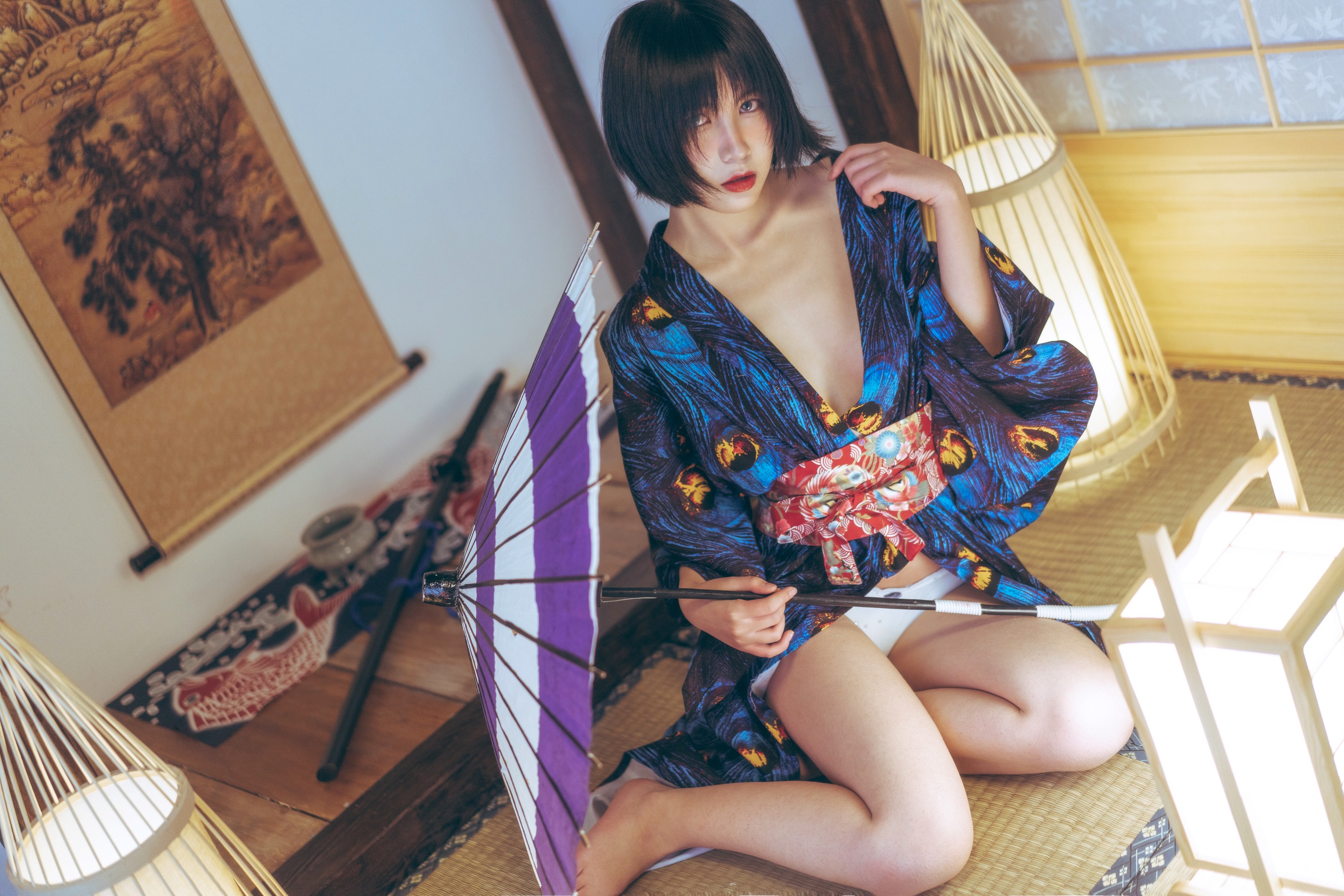 图片[1]-逐月 – NO.019 Su  孔雀和服 [39P]-XikXak